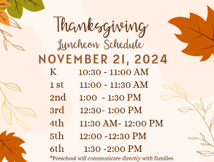 schedule of Thanksgiving Day lunches